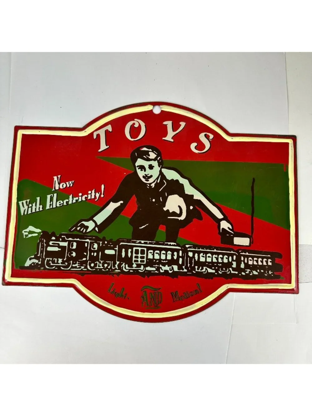 Metal Toys Sign Boy with Train